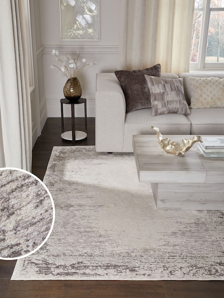 Greige Abstract Border Rug (N24328) | €99 - €458