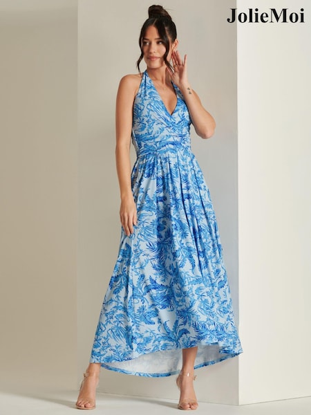 Jolie Moi Plunge Neck Shirred Back Maxi Dress (N24361) | 47 €