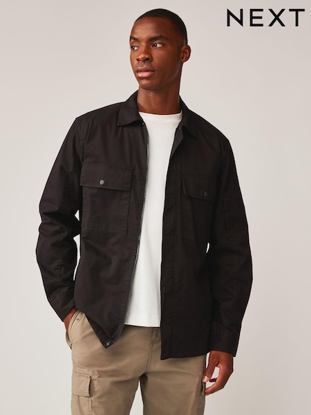 Black Zip Through Shacket Overshirt (N24373) | €27