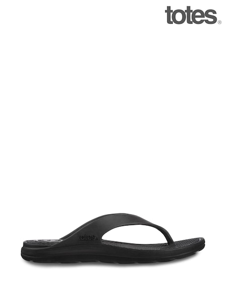 Totes Black Bounce Toe Post Mens Sandals (N24377) | ₪106