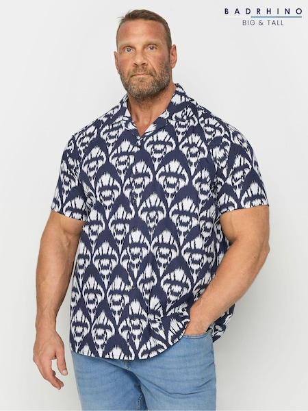 BadRhino Big & Tall Navy Blue Abstract 100% Cotton Print Shirt (N24474) | €43