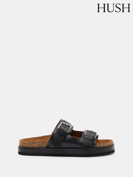 Hush Black Bryson Buckle Slides (N24503) | €68