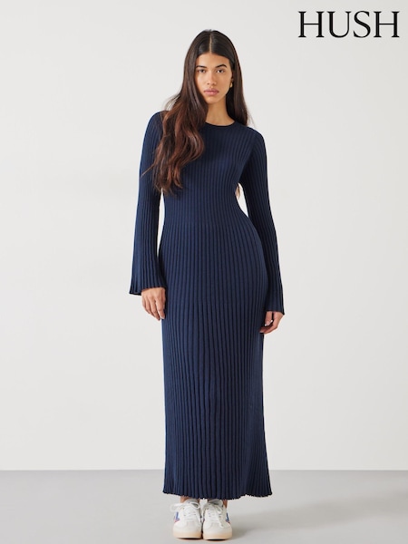 Hush Penny Crew Neck Ribbed Jumper Dress (N24539) | 394 LEI