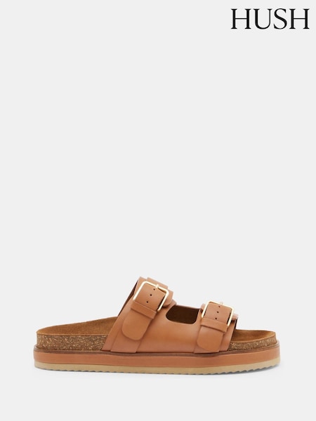 Hush Brown Bryson Buckle Slides (N24541) | €95