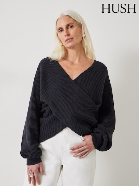 Hush Black Bronte Cross Front Knit Jumper (N24562) | €68