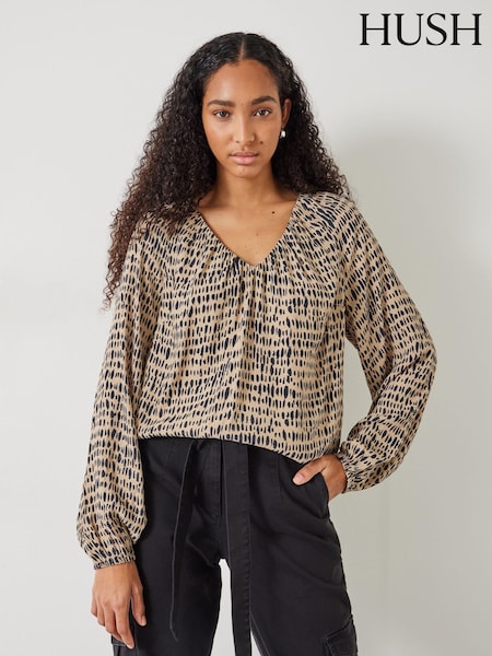 Hush Elise V-Neck Printed Blouse (N24565) | 247 LEI