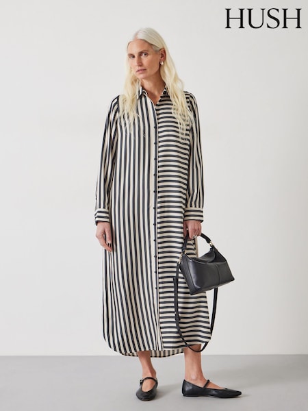 Hush Black Aida Stripe Midi Dress (N24580) | €60