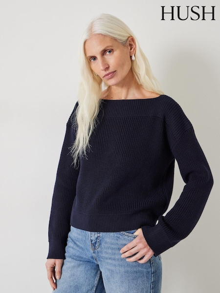 Hush Blue Aubrey Ribbed Open Knit Jumper (N24581) | €49