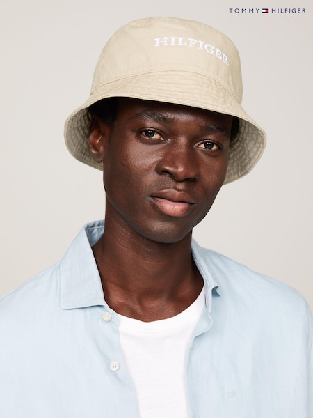 Tommy Hilfiger Cream Monotype Soft 100% Cotton Bucket Hat (N24605) | €29