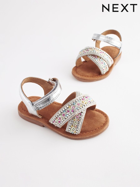 Silver Beaded Occasion Sandals (N24712) | €10 - €10.50