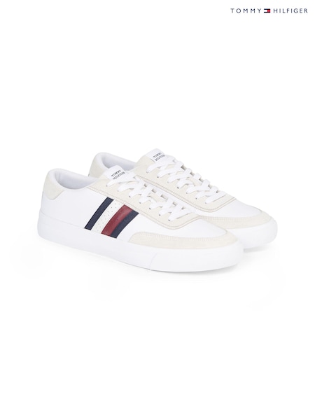 Tommy Hilfiger White Stripe Leather Sneakers (N24811) | AED349