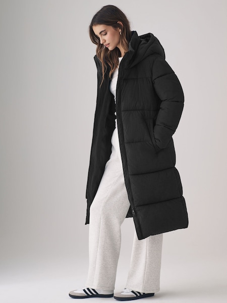 שחור - The Set Hooded Longline Padded Coat (N24862) | ‏241‏₪