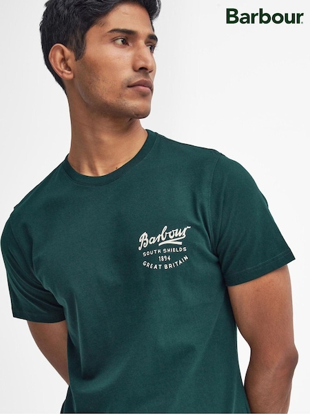 Barbour® Green Script Graphic 100% Cotton T-Shirt (N24887) | 129 QAR