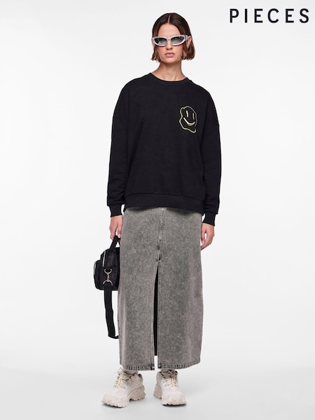 PIECES Grey Maxi Denim Skirt (N24992) | €21