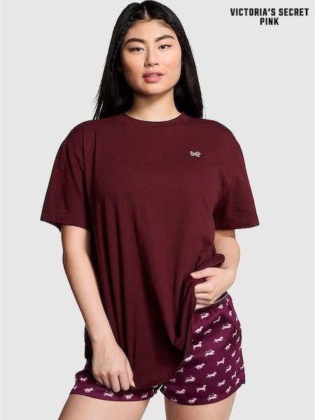 Victoria's Secret PINK Red Kir Cotton Oversized Pyjama T-Shirt (N25050) | €22.50