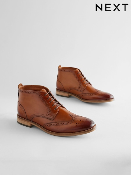 Tanfärgad Brun - Leather Brogue Boots (N25143) | kr1 110