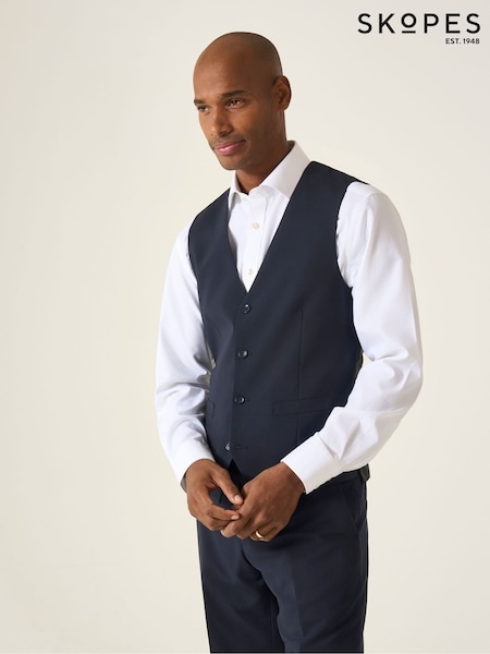 Skopes Navy Blue Single Breasted Wool Rich Darwin Suit Waistcoat (N25171) | €93