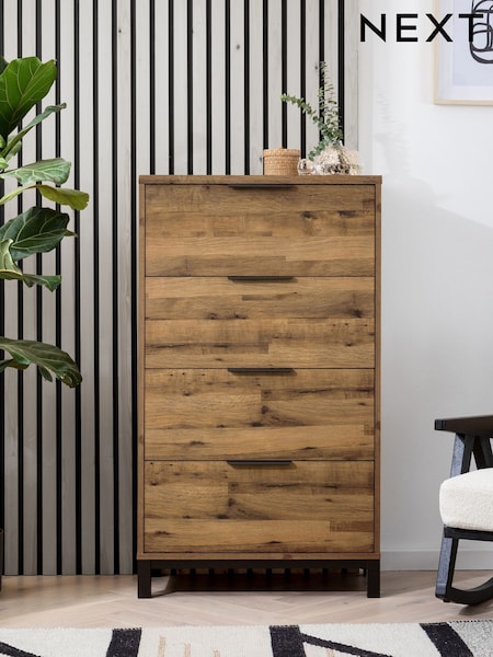 Dark Bronx Oak Effect 4 Drawer Tall Chest of Drawers (N25173) | €460
