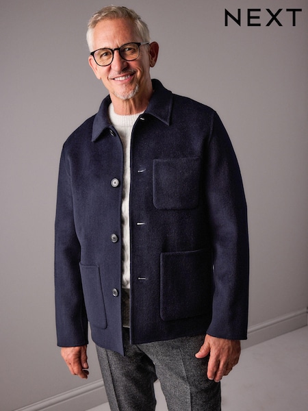 Navy Blue Premium Soft Touch Wool Rich Shacket (N25183) | R$ 950