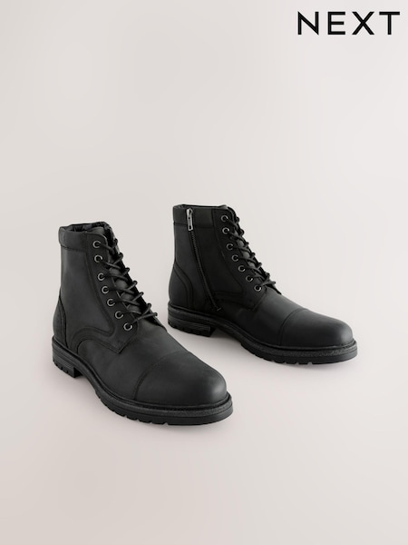 Svart - Leather Toe Cap Boots (N25187) | kr1 060