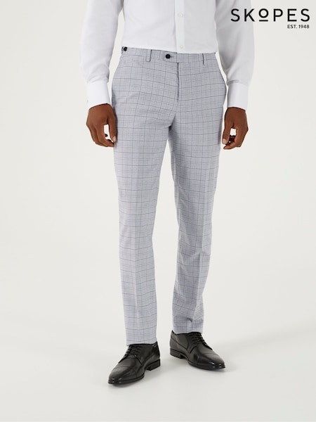 Skopes Silver Grey Tailored Fit Brook Check Suit: Trousers (N25197) | AED189