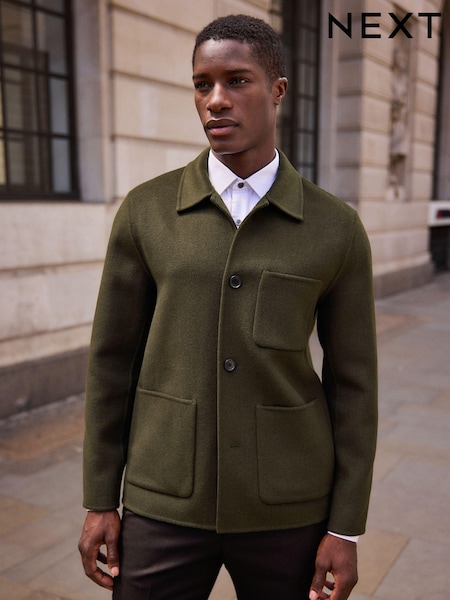 Khaki Green Premium Soft Touch Wool Rich Shacket (N25211) | €131