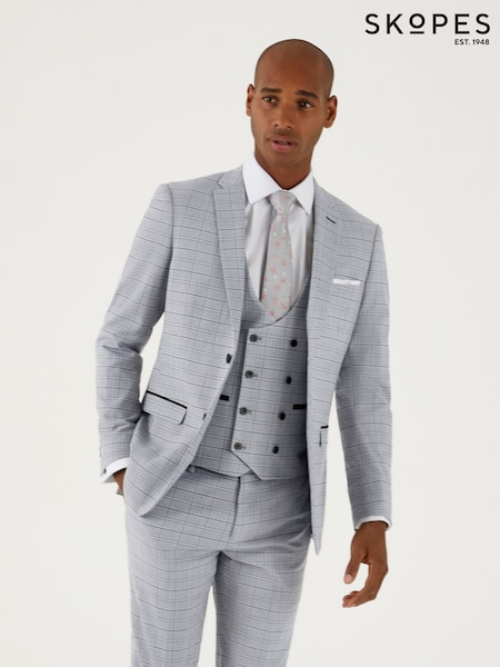 Skopes Silver Grey Tailored Fit Brook Check Suit (N25254) | €157
