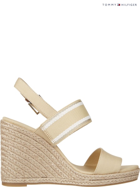 Tommy Hilfiger Cream Webbing High Wedge Sandals (N25260) | €57