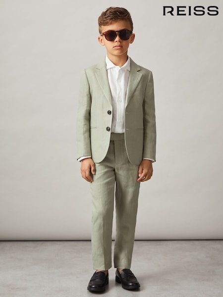 Reiss Apple Kin Senior Slim Fit Linen Adjustable Trousers (N25287) | AED374