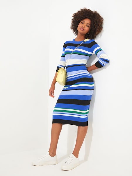 Joe Browns Blue Striped Rib Knit Midi Dress (N25367) | €38