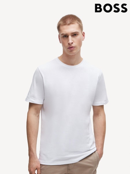 BOSS White Relaxed Fit Tales Box Logo 100% Cotton T-Shirt (N25398) | €64