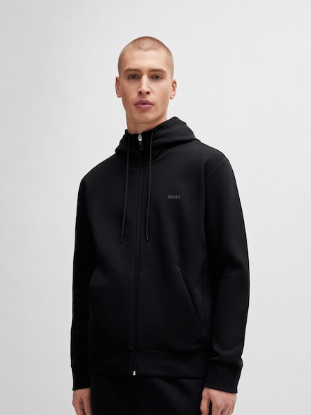 BOSS Black Logo Print Zip Up Hoodie In Stretch Cotton (N25399) | €259