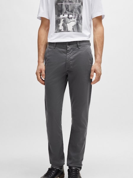 BOSS Grey Slim Fit Stretch Cotton Trousers (N25427) | €170