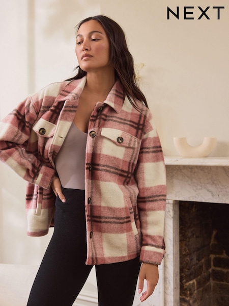 Roze geruit - Geborsteld shacket (N25483) | € 29