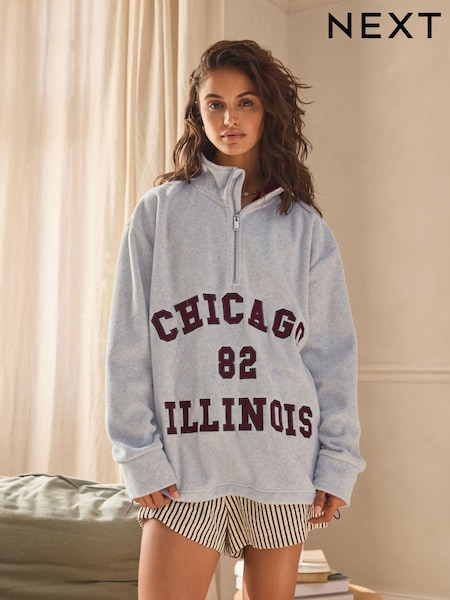 Grey Chicago Half Zip Fleece Top (N25487) | €33