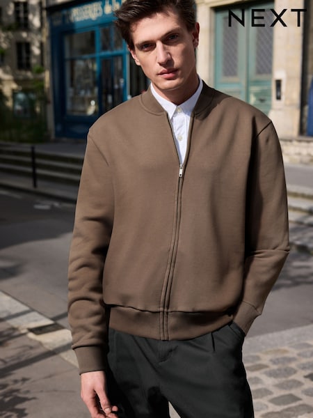 Neutral Zip Through Cotton Rich Jersey Bomber Jacket (N25537) | €14