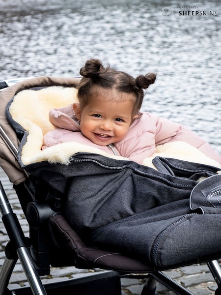 Naturally Sheepskins Charcoal Grey Merino Sheepskin Footmuff (N25558) | €218