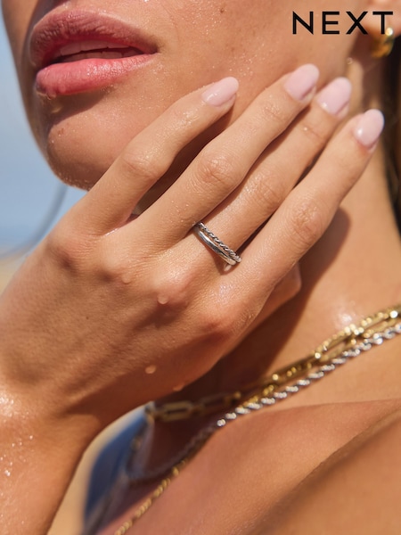Silver Tone Stainless Steel Delicate Ring Pack (N25572) | €18