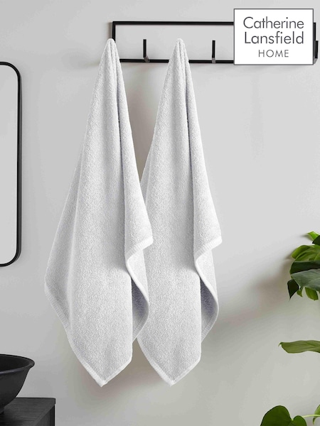 Catherine Lansfield Set of 2 100% Cotton Anti Bacterial Bath Sheet Towels (N25598) | R$ 195
