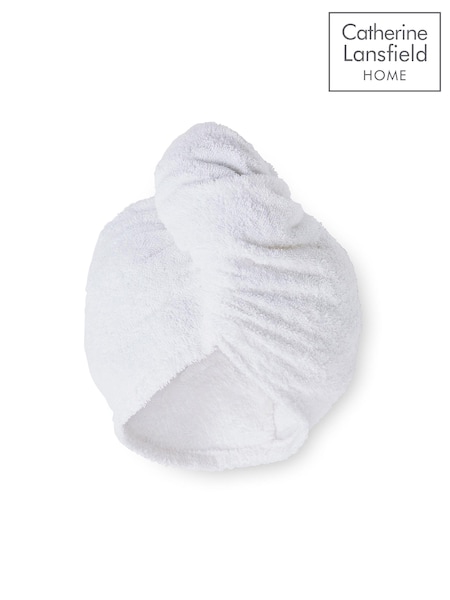 Catherine Lansfield White Quick Dry 100% Cotton 2 Pack Turbie Head/Hair Towel (N25637) | R$ 110