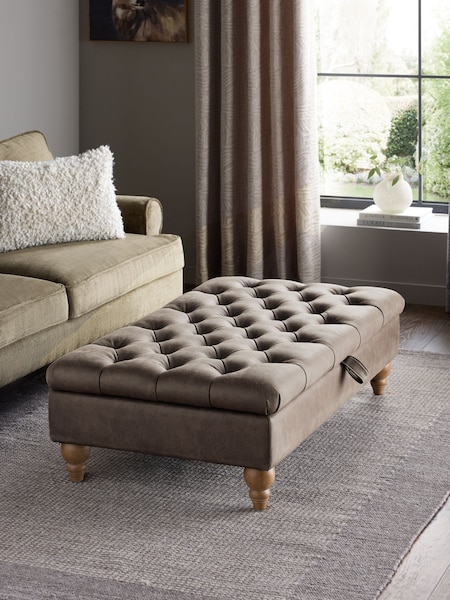 Monza Faux Leather Peppercorn Brown Albury Large Footstool (N25698) | €340