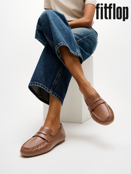 Brown - Fitflop Delicato Leather Loafers