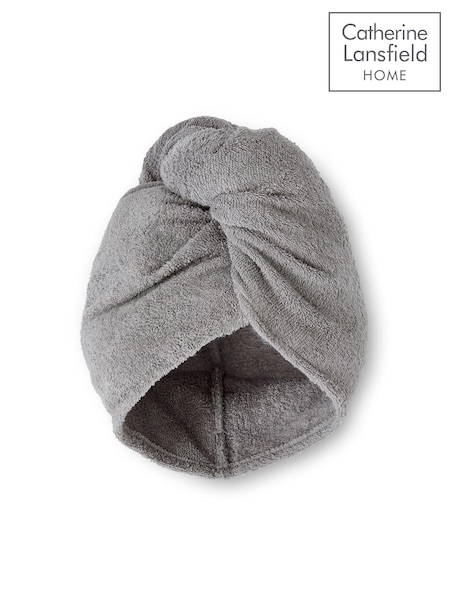 Catherine Lansfield Grey Quick Dry 100% Cotton 2 Pack Turbie Head/Hair Towel (N25715) | R$ 110