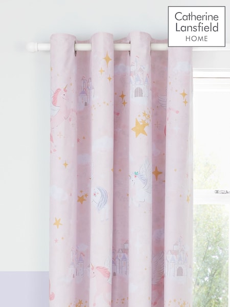 Catherine Lansfield Pink Fairytale Unicorn Eyelet Curtains (N25725) | €66