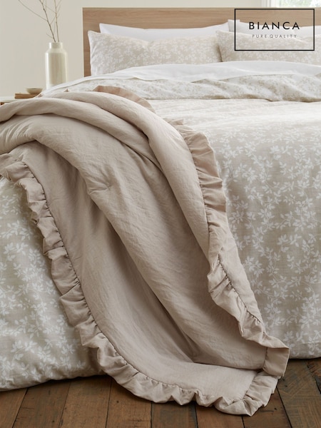 Bianca Natural Soft Washed Frill 220x230cm Bedspread (N25731) | ₪216