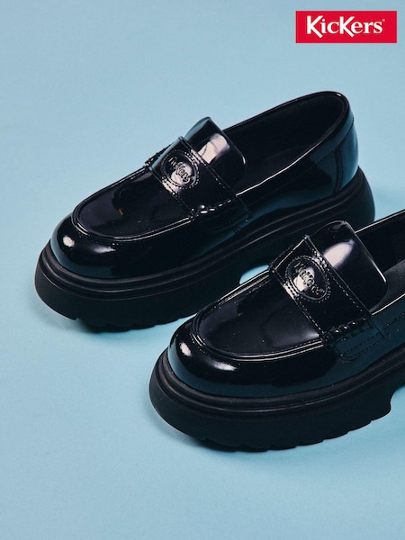 Kickers Black Youth Kenzi Loafer Patent Shoes (N25788) | €82