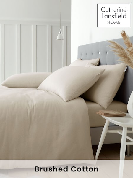 Catherine Lansfield Cream Brushed 100% Cotton Duvet Cover Set (N25874) | €27 - €53