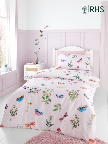RHS Pink Butterfly Garden Reversible Duvet Cover Set (N25883) | AED111 - AED146