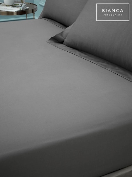 Bianca Charcoal Grey 180 Thread Count Cotton Fitted Sheet (N25886) | €28 - €45