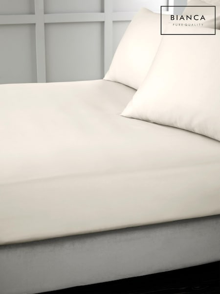Bianca Oyster 400 Thread Count 100% Cotton Sateen Fitted Sheet (N25896) | €29 - €53